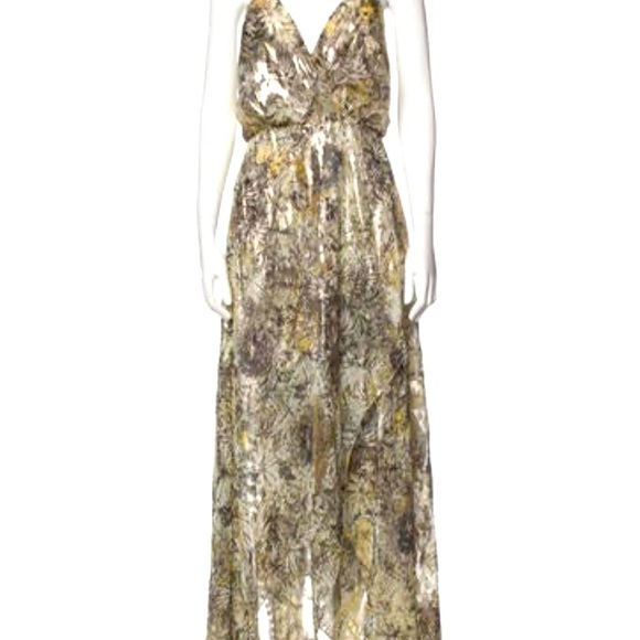 Silk long dress Haute Hippie size 4 Gold metallic print Silk long dress Haute Hippie size 4 Gold metallic print
